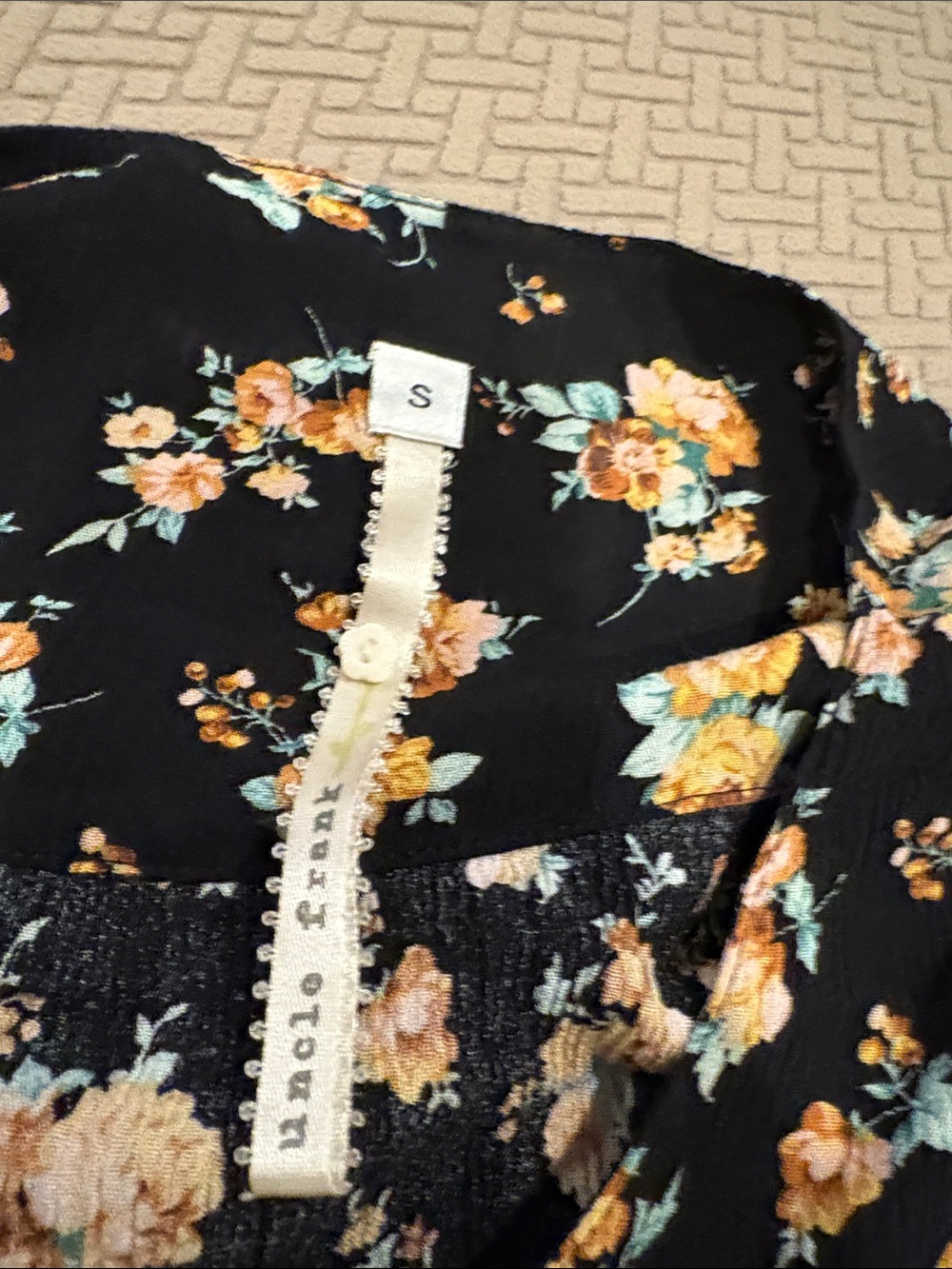 Uncle Frank Black Floral Midi Dress with Yellow Blooms - Picture 4 of 4